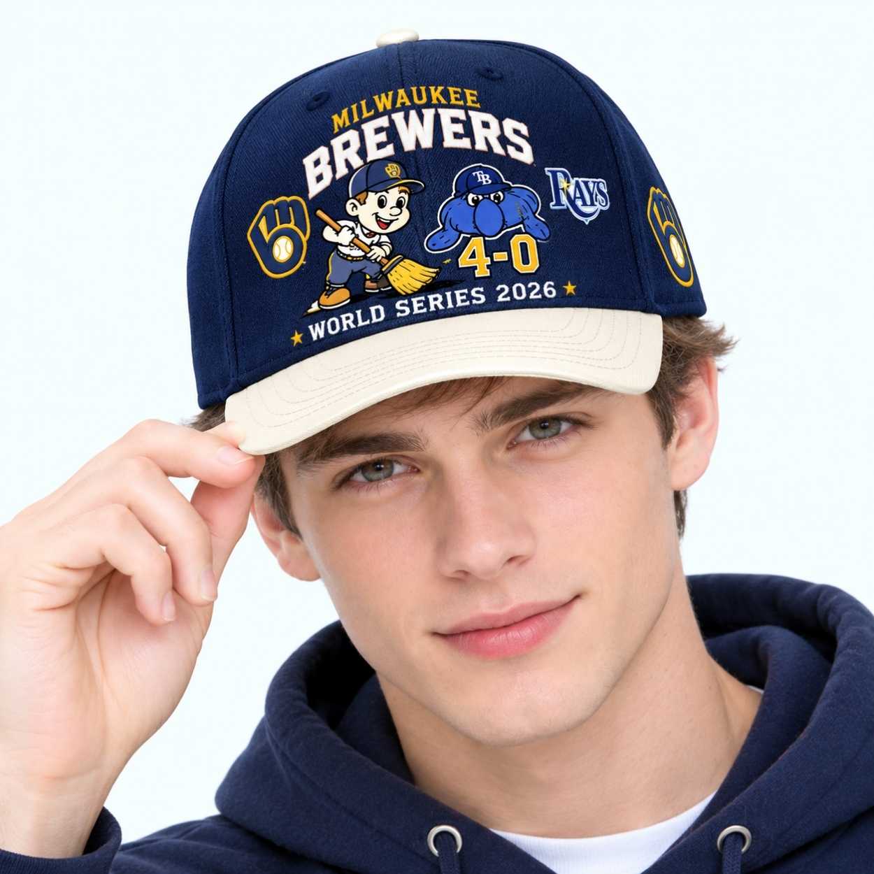 2026 Brewers World Series Sweep Rays 4-0 Hat 4 2026 Brewers World Series Sweep Rays 4 0 Hat 4