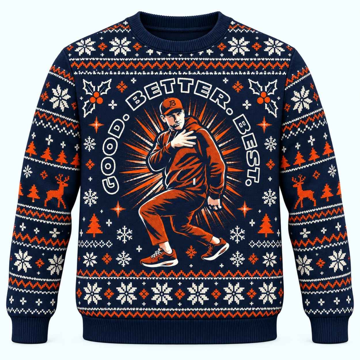 Ben Johnson Stanky Leg Good Better Best Ugly Christmas Sweater 1 Ben Johnson Stanky Leg Good Better Best Ugly Christmas Sweater 1