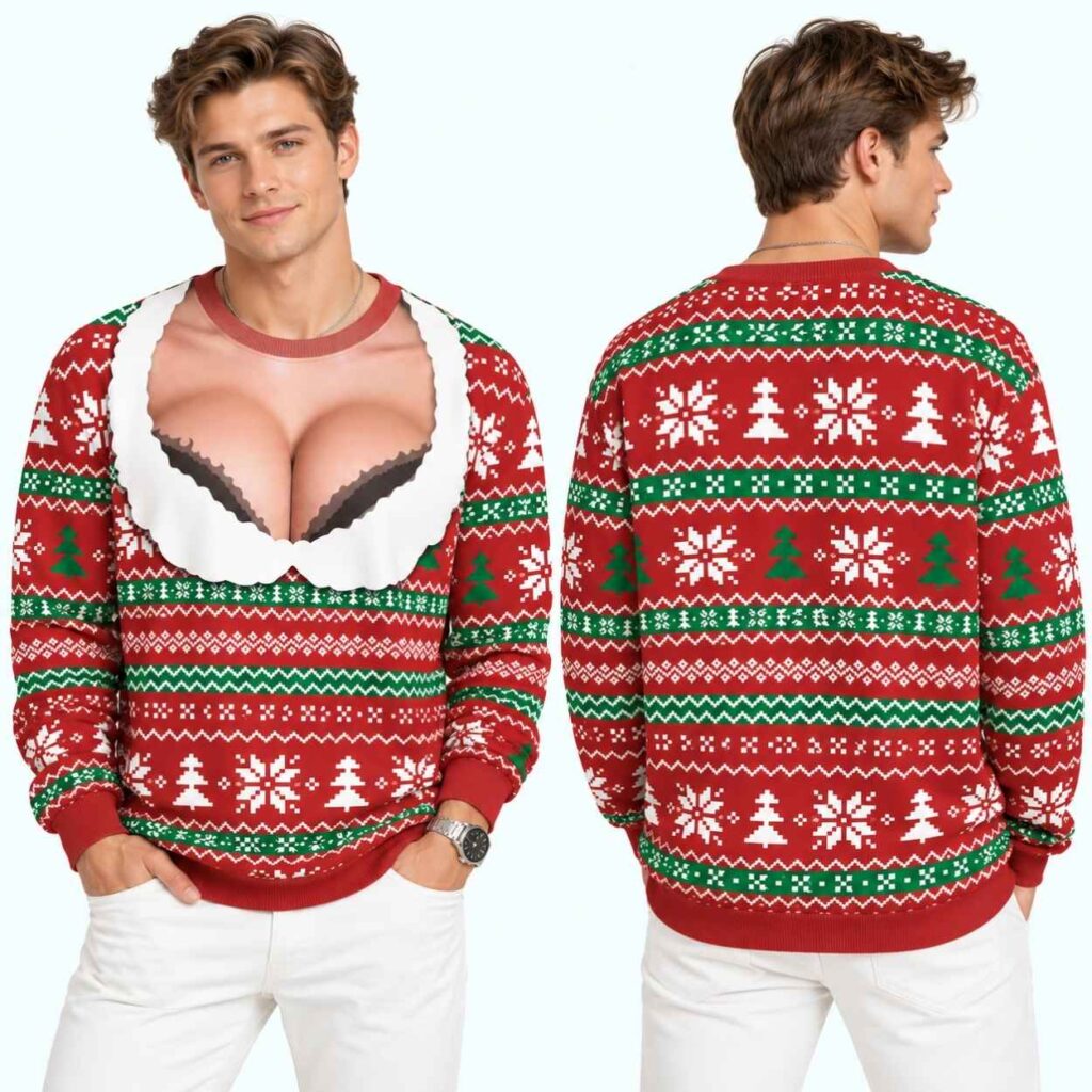 Busty Funny 3D Ugly Christmas Sweater 2