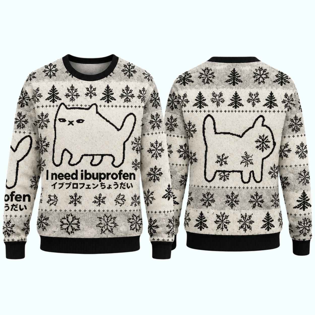 I Need Ibuprofen Cat Ugly Christmas Sweater 1 I Need Ibuprofen Cat Ugly Christmas Sweater 1