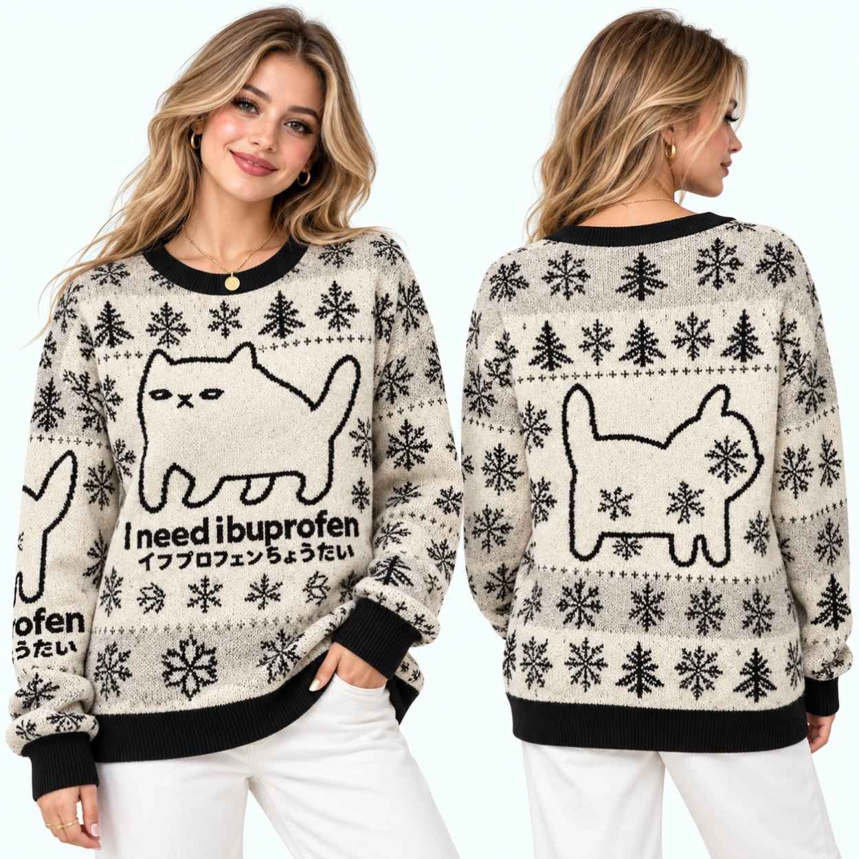 I Need Ibuprofen Cat Ugly Christmas Sweater 3 I Need Ibuprofen Cat Ugly Christmas Sweater 4