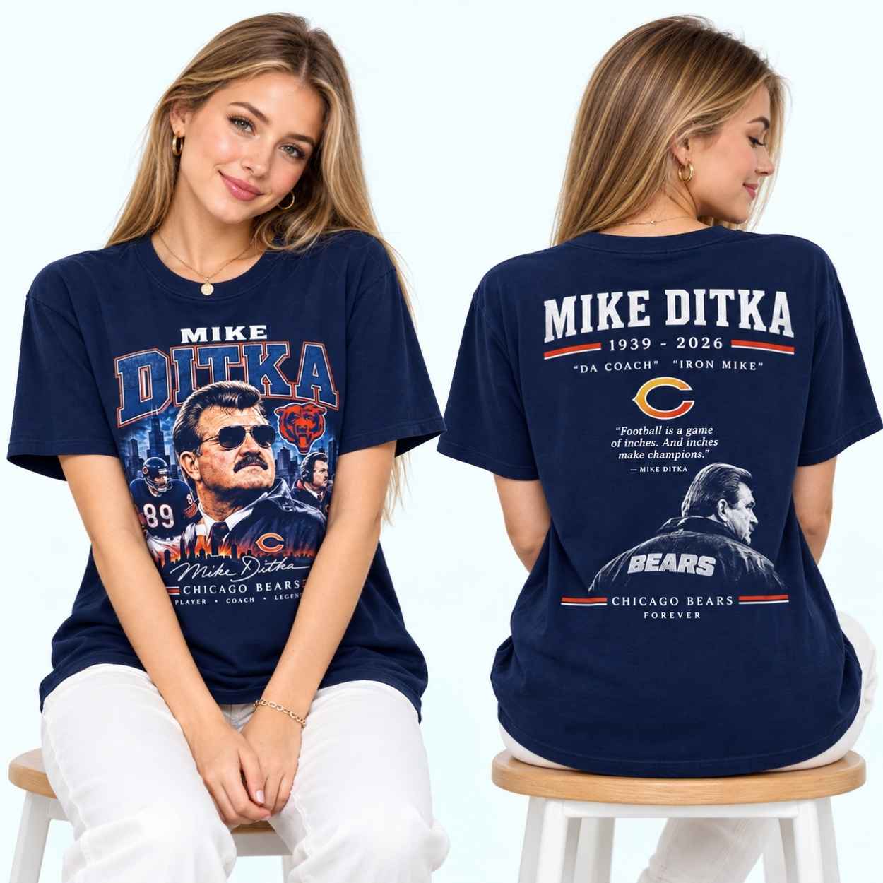 Mike Ditka Chicago Bears 1939–2026 Tribute Memorial Shirt 2 Mike Ditka Chicago Bears 1939 2026 Tribute Memorial Shirt 2