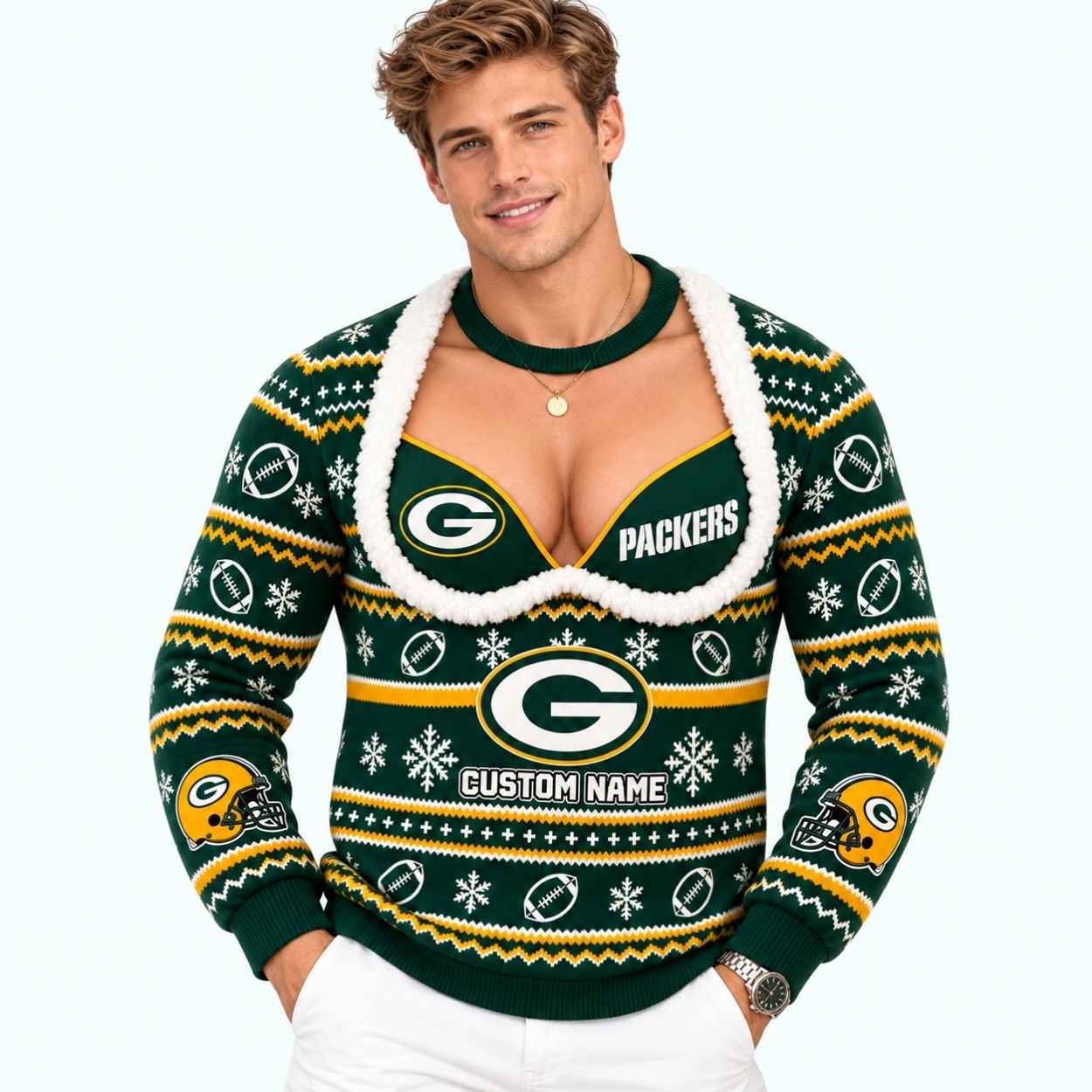 Packers Jingle Boobs Personalized Ugly Christmas Sweater 3 Packers Jingle Boobs Personalized Ugly Christmas Sweater 3