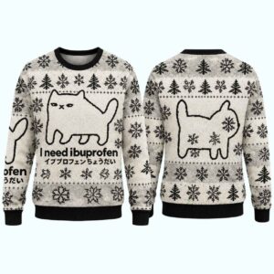 I Need Ibuprofen Cat Ugly Christmas Sweater 1