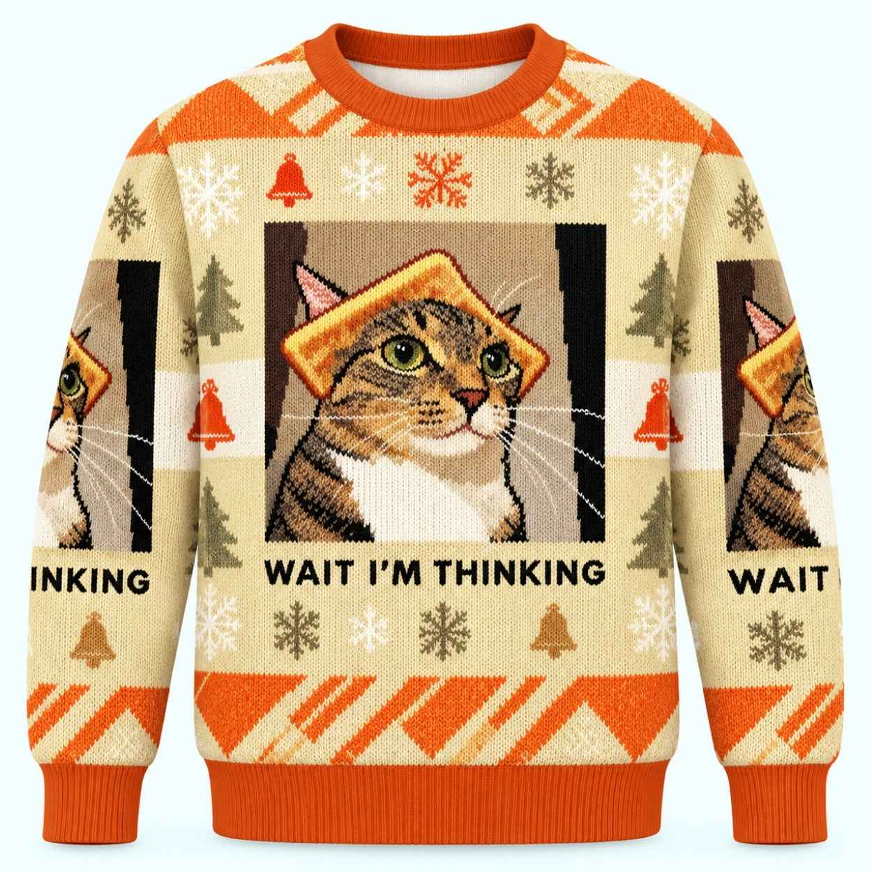 Wait I’m Thinking Cat Head Stuck in Toast Ugly Christmas Sweater 1 Wait I m Thinking Cat Head Stuck in Toast Ugly Christmas Sweater 1